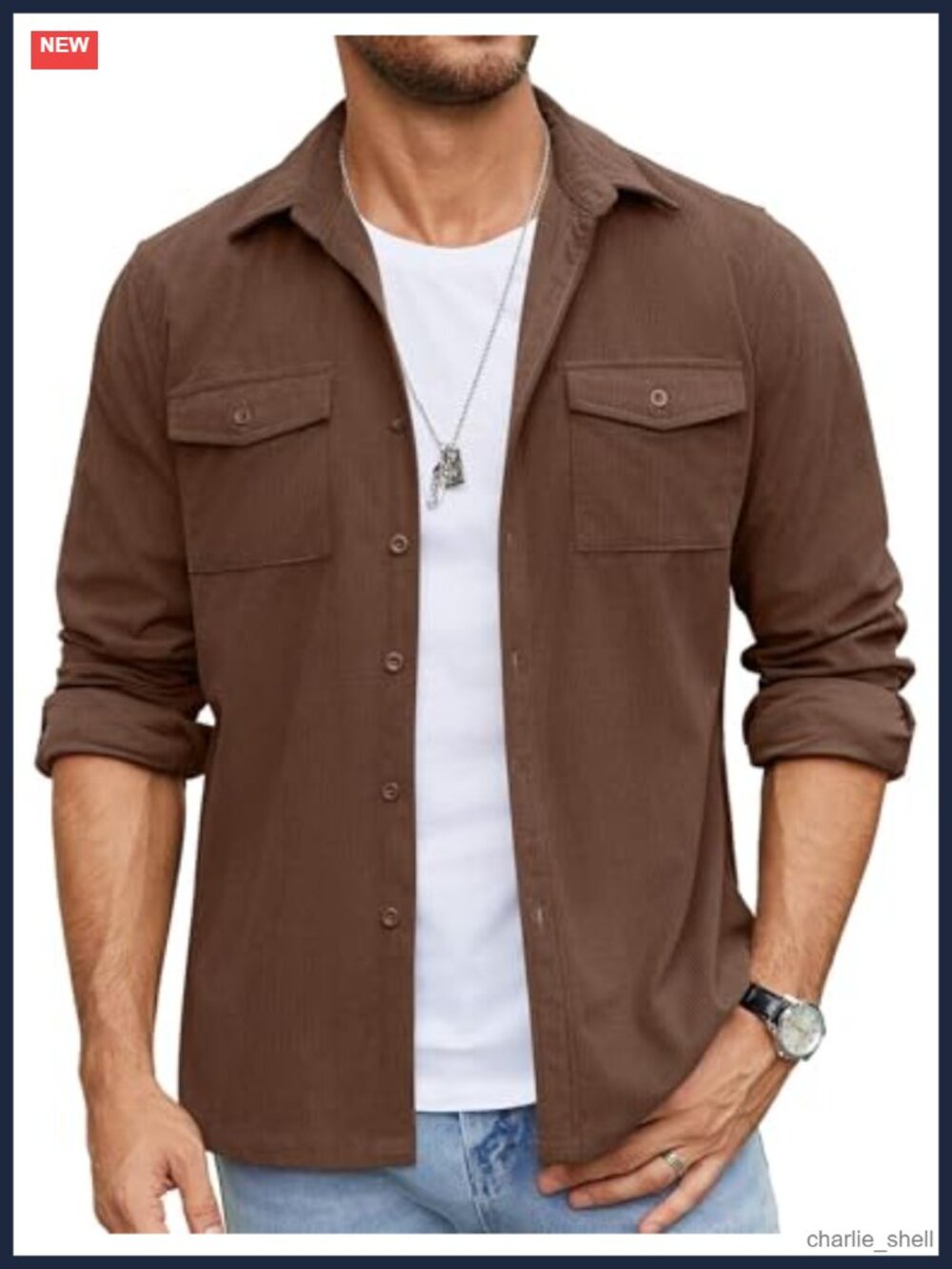 Men's Waffle Button Down Shacket Lightweight Casual Overshirt with Flap Pockets